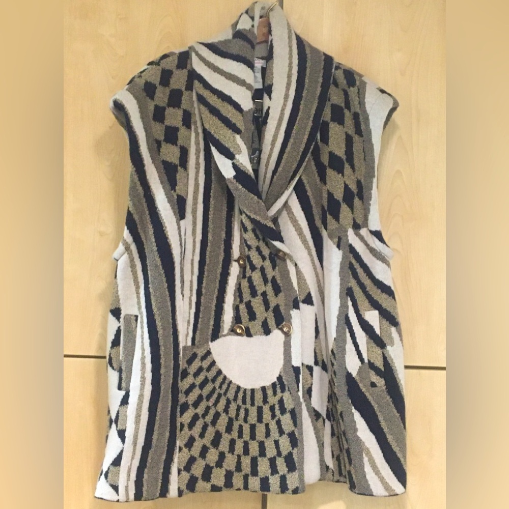 Studio by Dino Valiano Womens Geometric Patterned Wool Vest